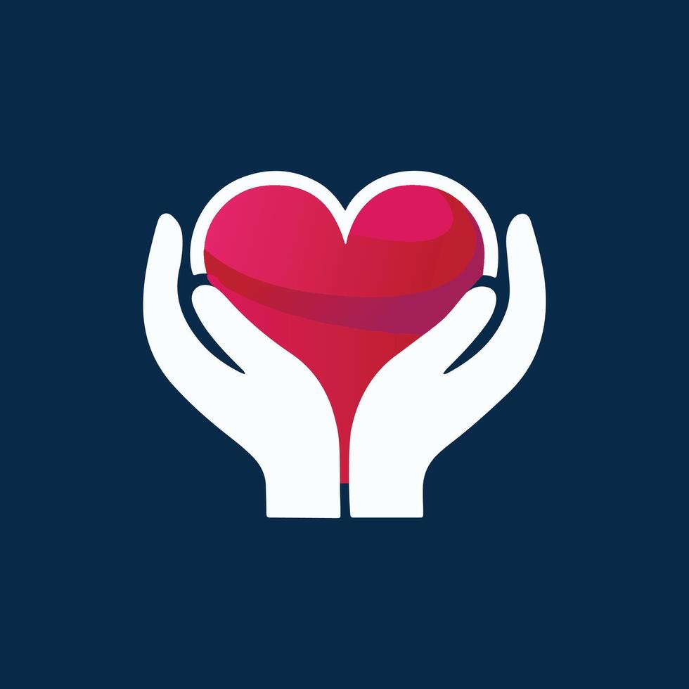 Simple line icon of a heart in hand vector