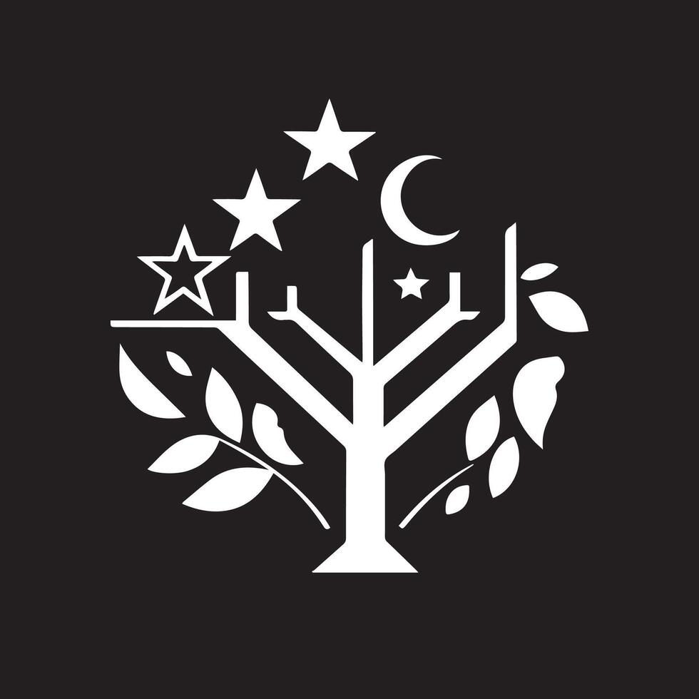 Star moon branching tree vector