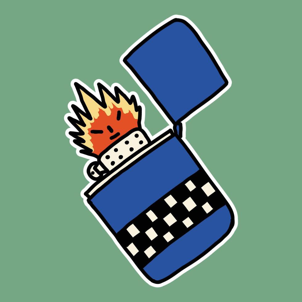 hand drawn cute lighter y2k character illustration vector