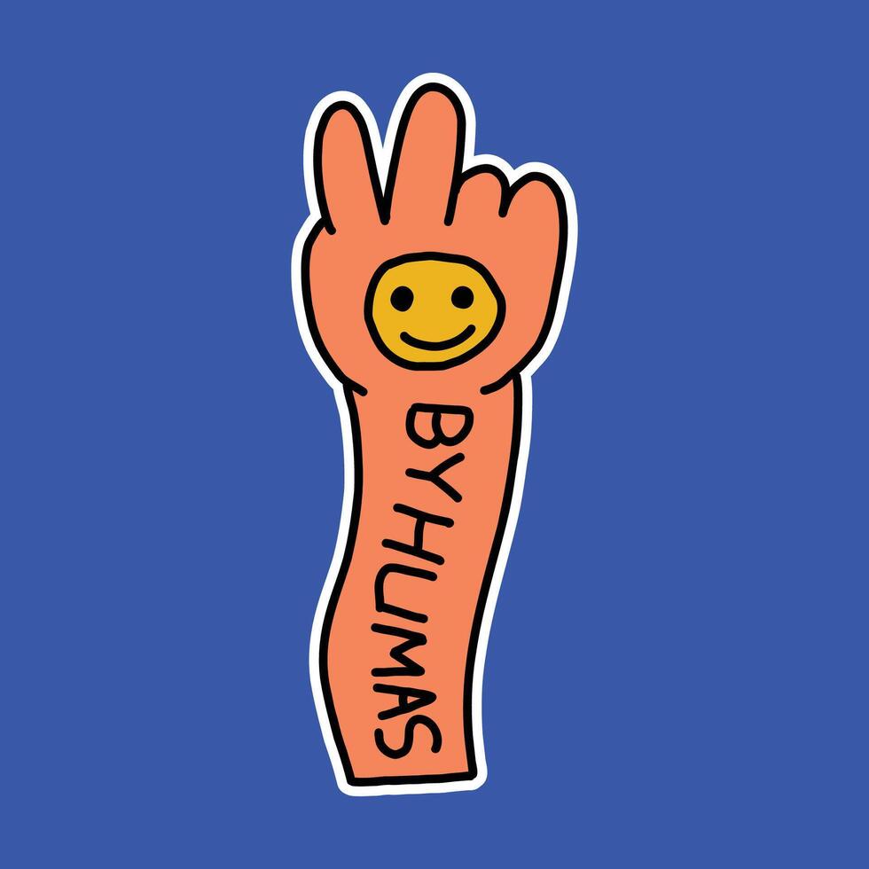 hand drawn cute hand sticker illustration vector