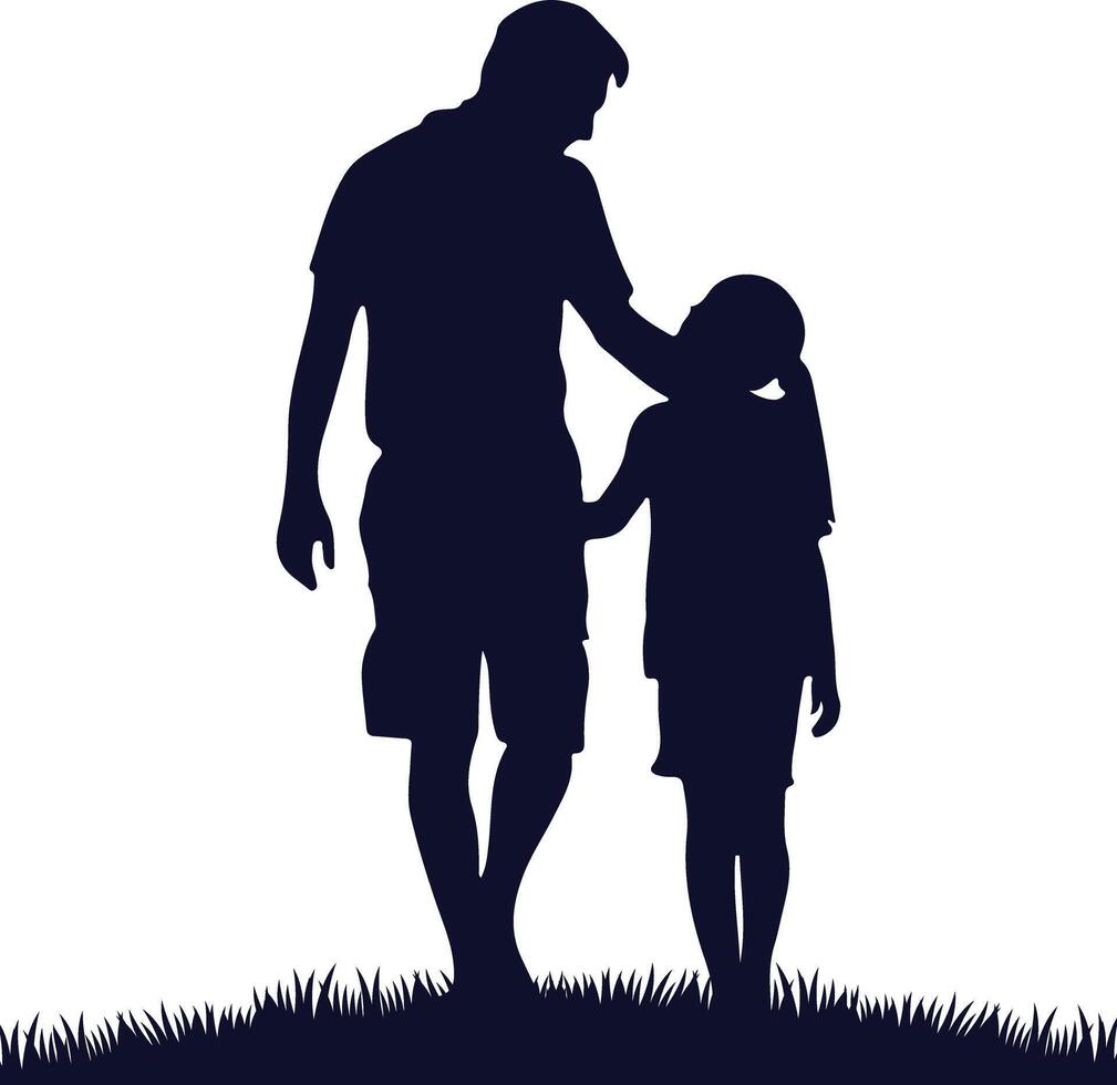 Father and Daughter Silhouette vector