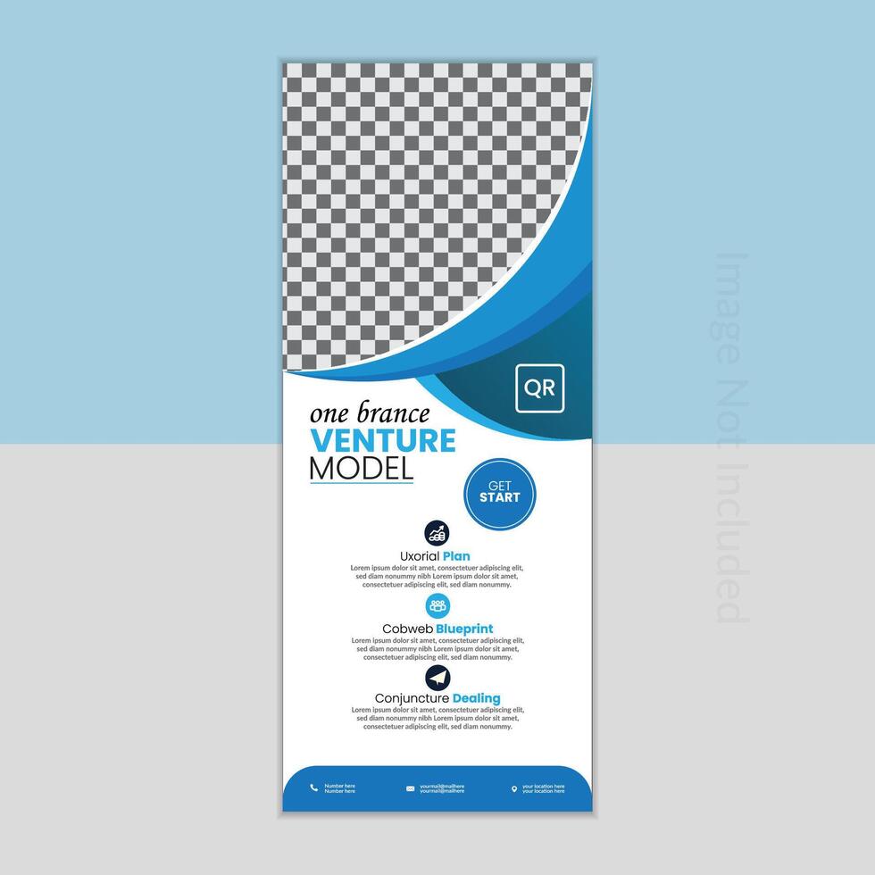 Unique one venture model roll up banner design. vector