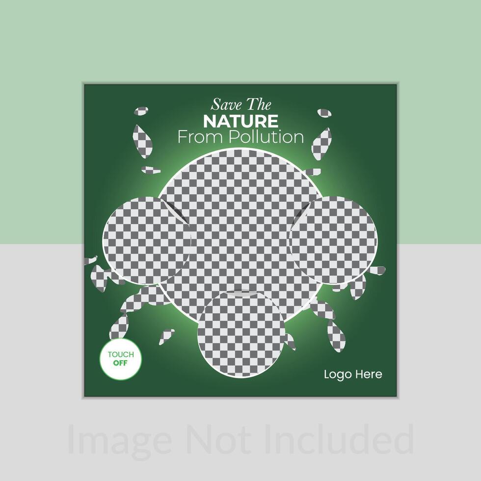 Save the nature from pollution social media post design. vector