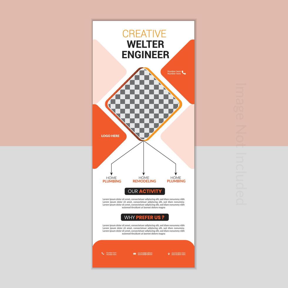Creative welter engineer rollup banner design. vector
