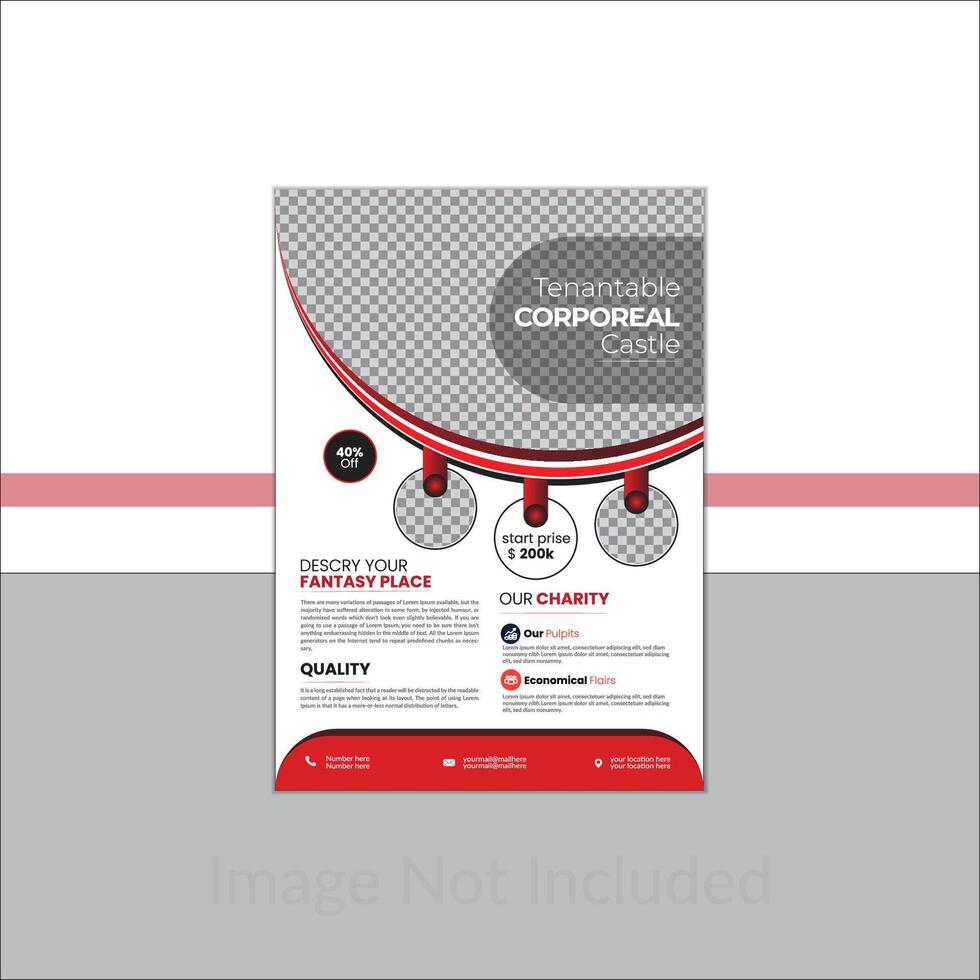 Tenantable corporeal castle flyer design. vector