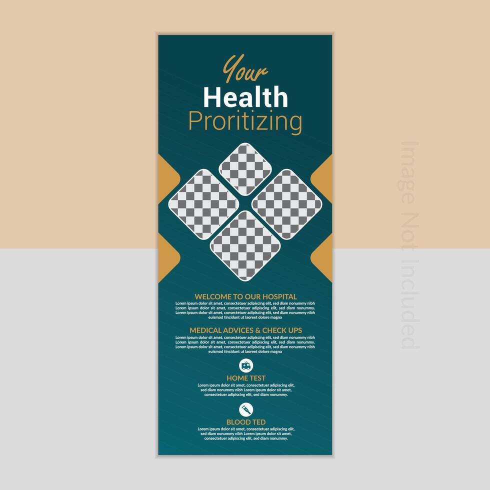 Modern your health prioritizing rollup banner design. vector