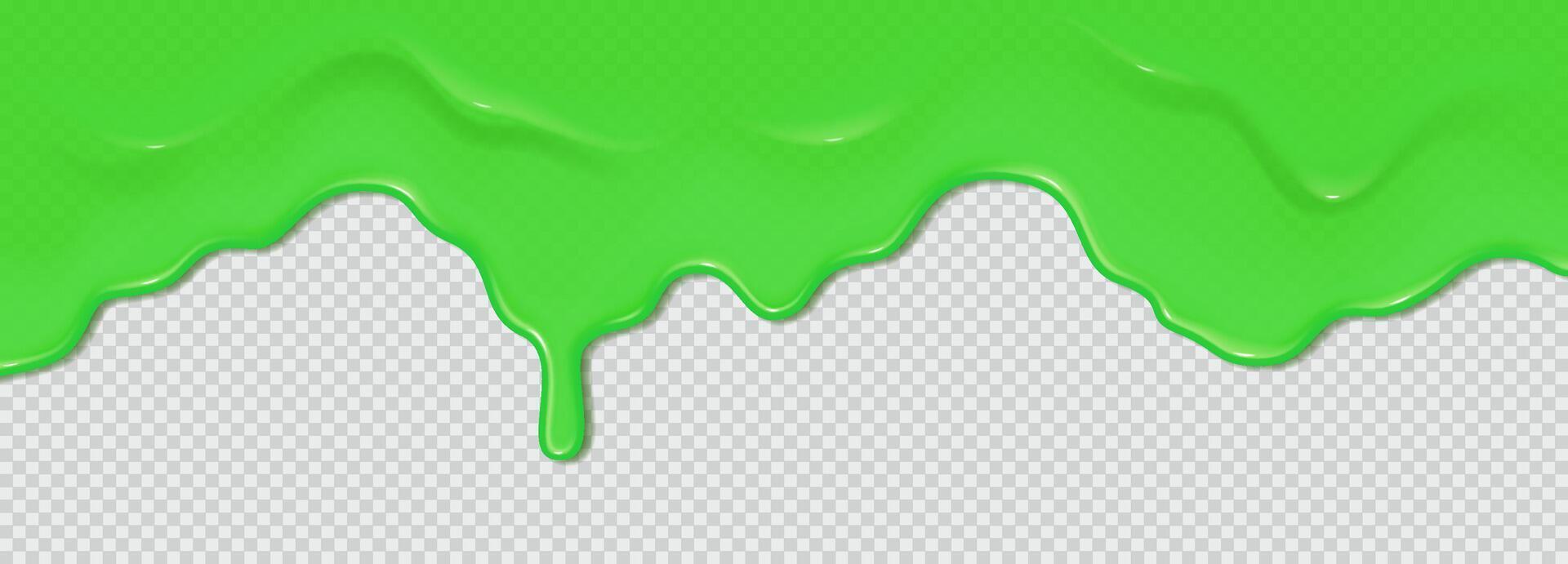 Fluid wave of paint or sauce. Green streaming poisonous ooze. 3d reasonable outline. Halloween plan. Streaming liquid clot. Best flat border of the outline vector