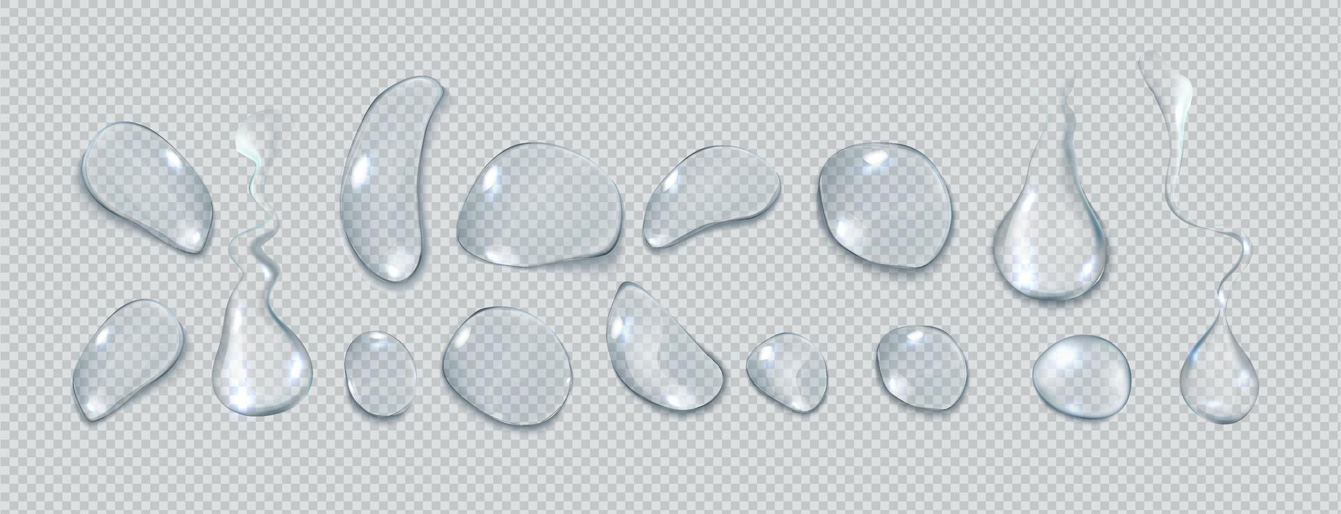 Clear fluid blobs gather reasonable outline set. Unpredictable water drops upper see. Beads 3d components vector