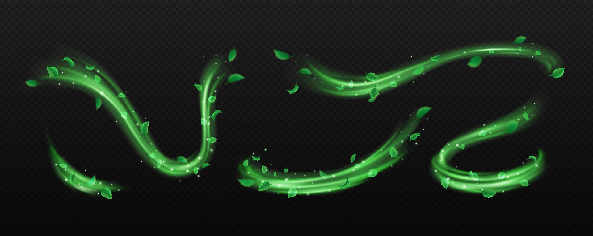 Wind streams carrying takes off on breathtaking stems and green tidy practical outline set. Enchantment and daydream 3d components vector