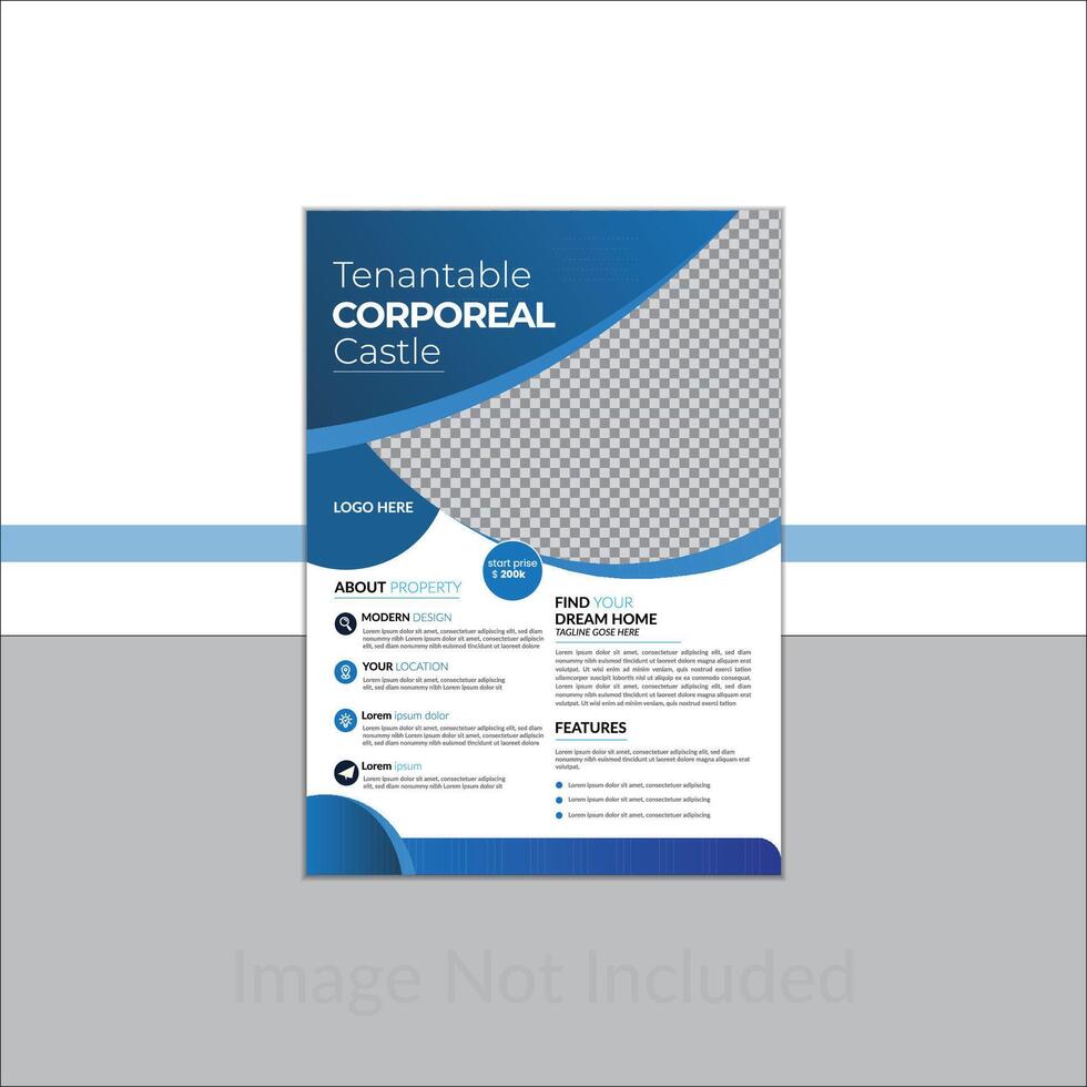 Modern tenantable corporeal castle flyer design. vector