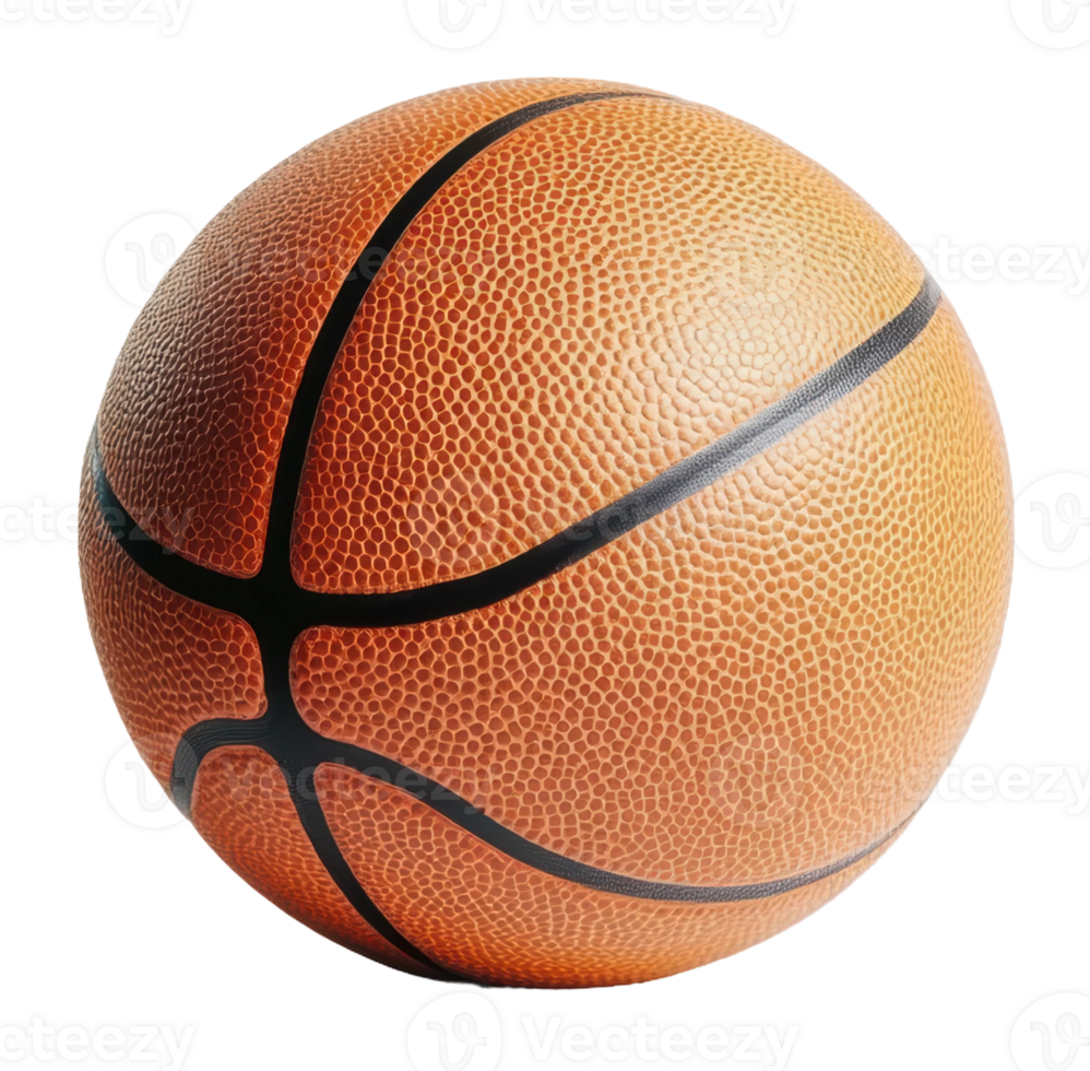 A close-up view of a textured basketball showing the pattern and stitching details, cut out - stock . png