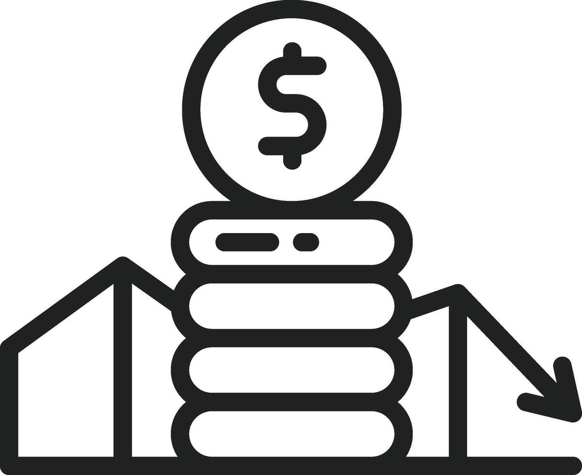 Down Graphic icon vector image. Suitable for mobile apps, web apps and print media.