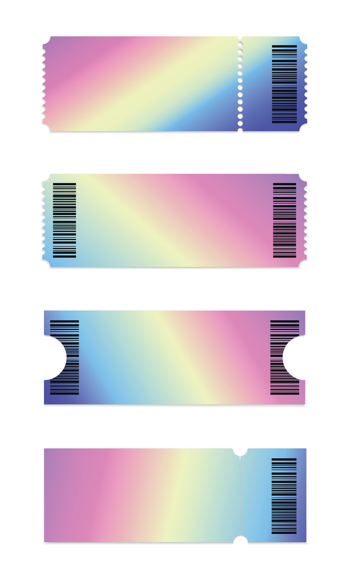 Abstract blank ticket stubs templates on white background. Rainbow Abstract blank ticket stubs templates on white background. Rainbow