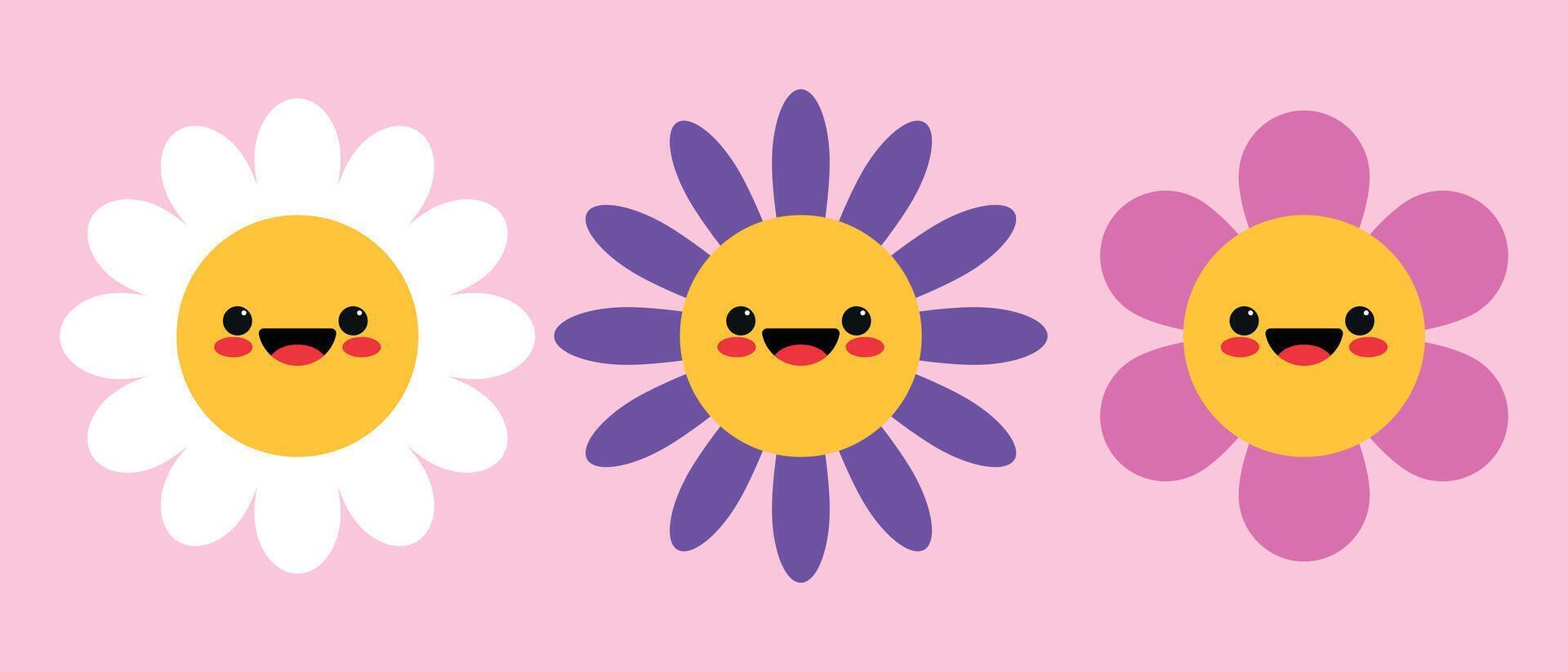 Cute cartoon daisy flower character in childish style is