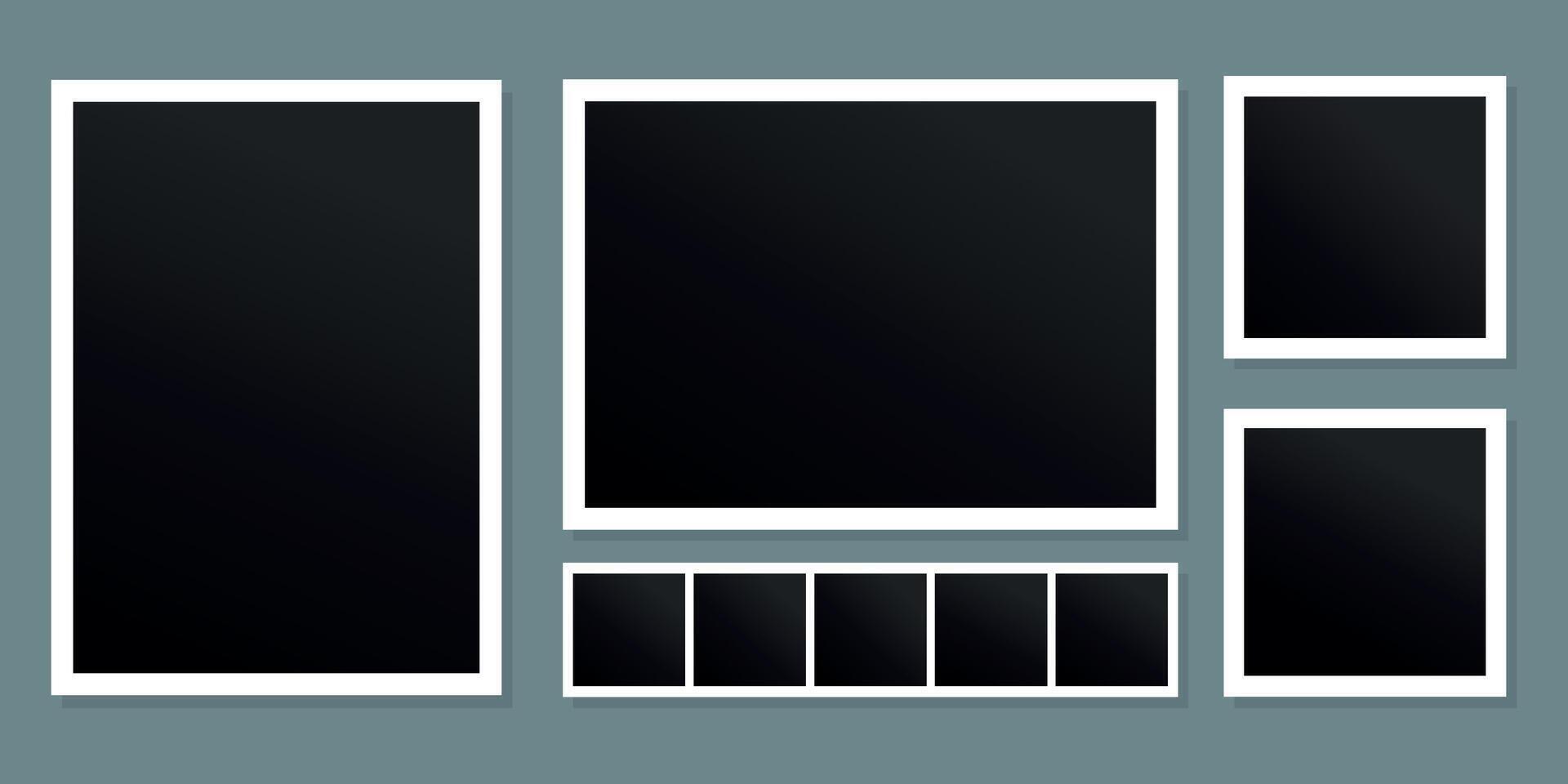 Retro photo frames set in different shapes. Blank instant photo cards vector
