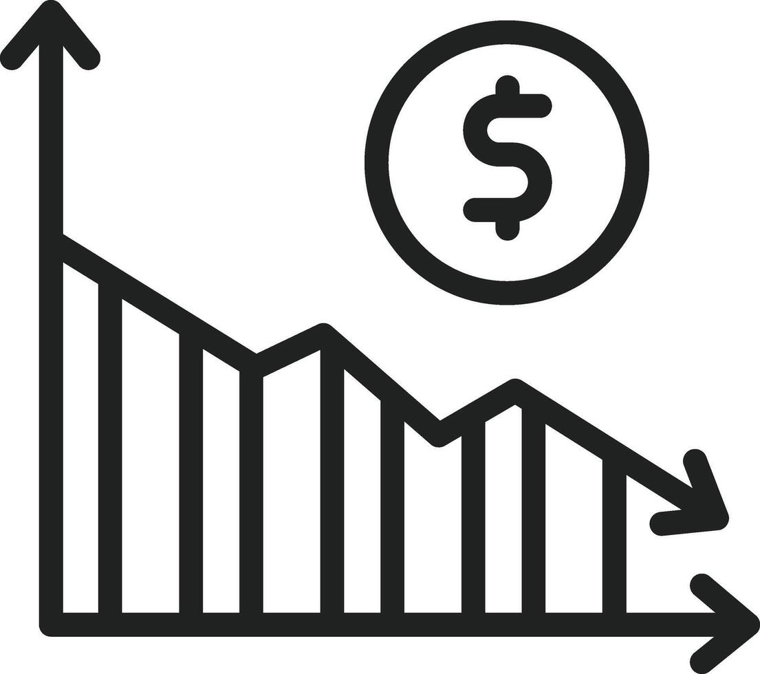 Stock Market Down icon vector image. Suitable for mobile apps, web apps and print media.