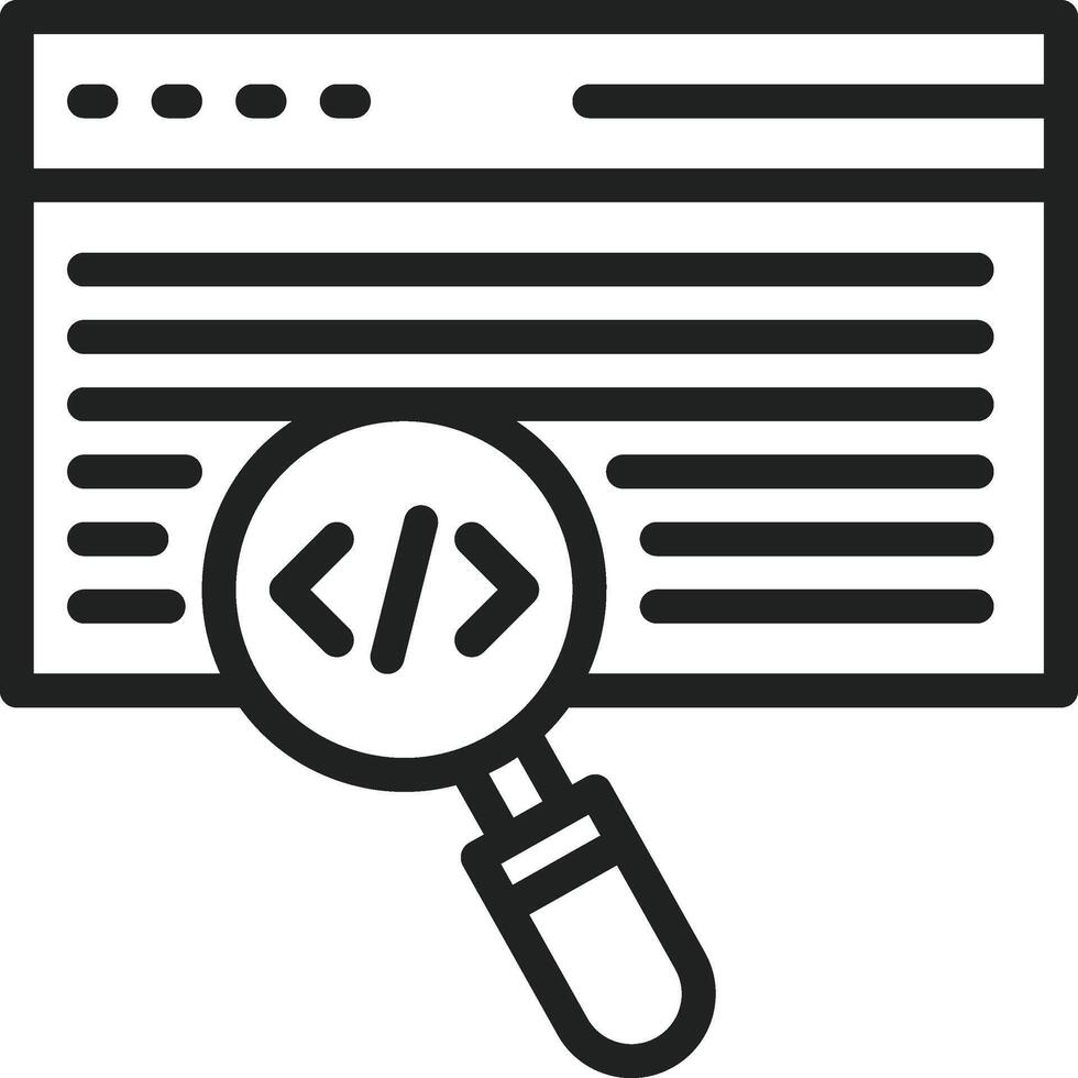 Code Search icon vector image. Suitable for mobile apps, web apps and print media.