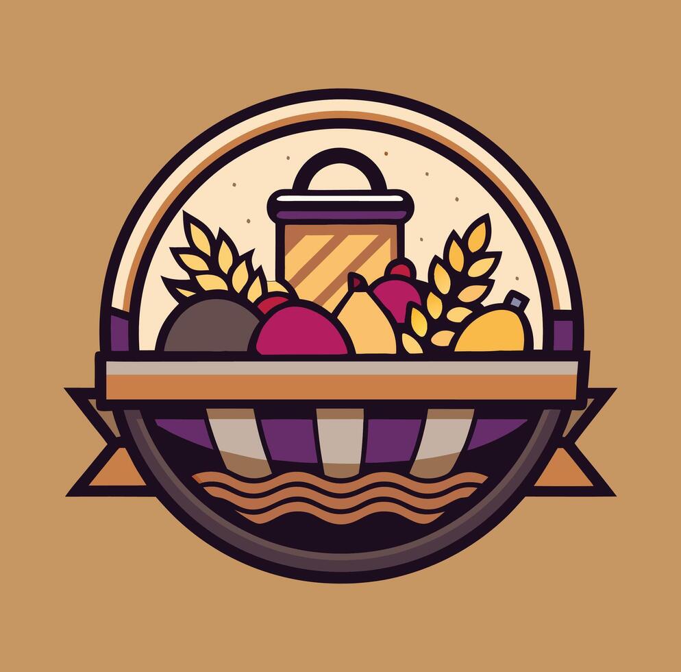 Rustic Thanksgiving Day graphic with farm-fresh fruits Print vector