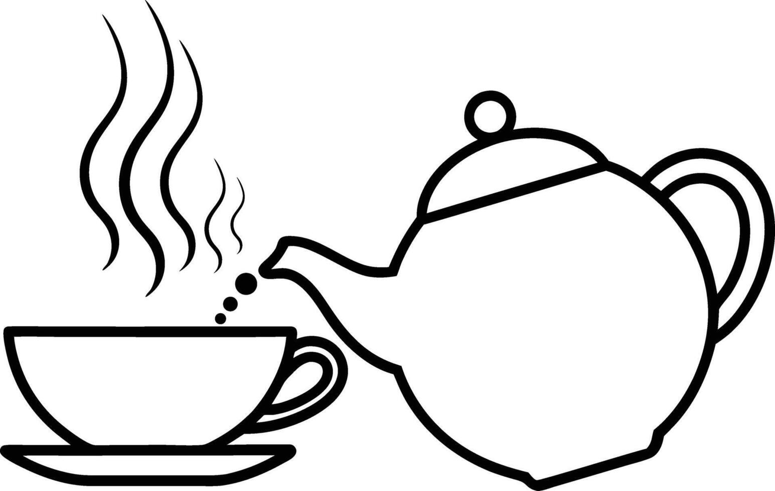 Tea cup with tea pot illustration vector