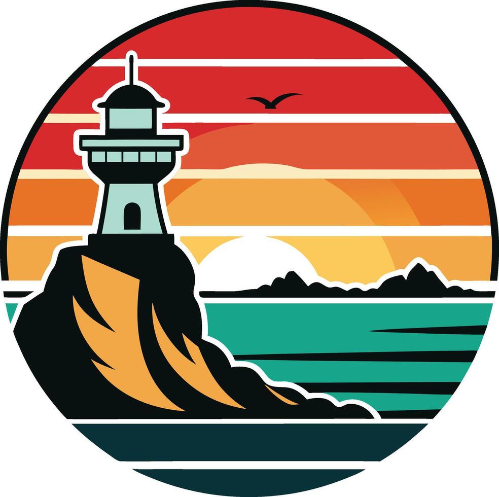 lighthouse on the sea logo , icon, element, and template vector