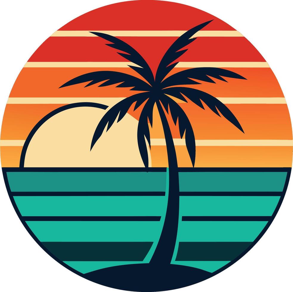 tree silhouette T-shirt design with sunset, in silhouette vector