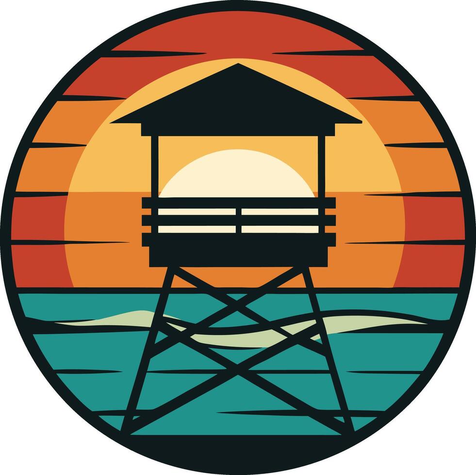 grain elevator in the field Tshirt Sticker of a retro inspired design vector