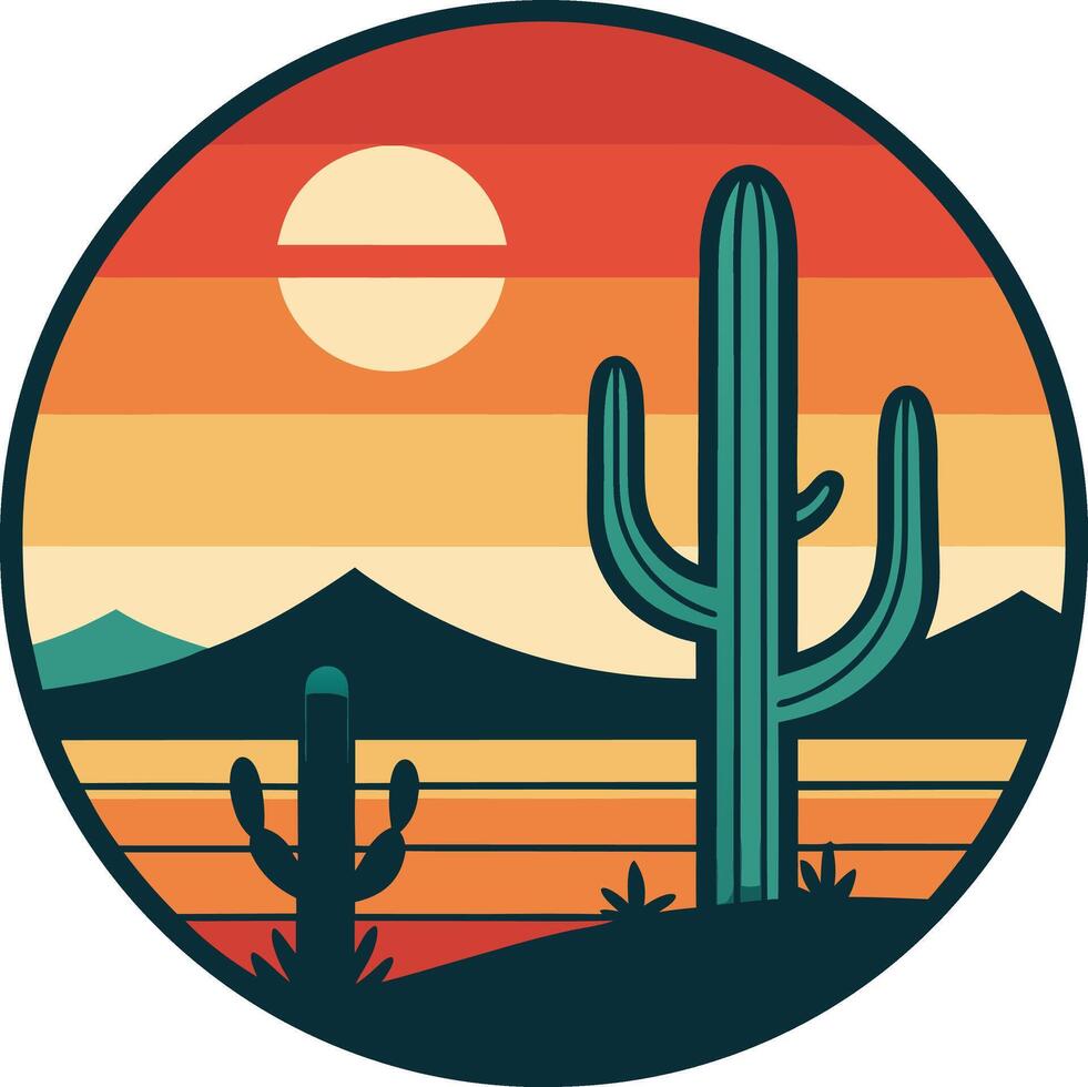 cactus in desert logo , icon, element, and template vector