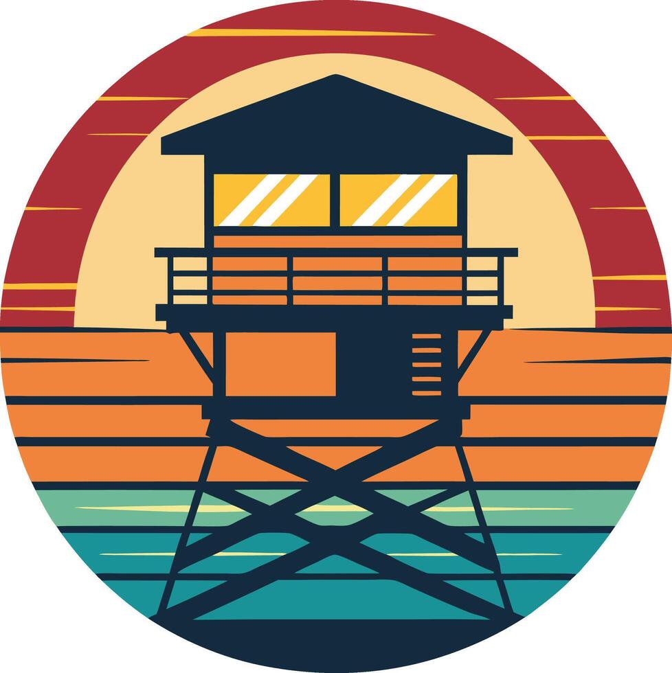 illustration of a house Tshirt Sticker of a retro inspired design vector