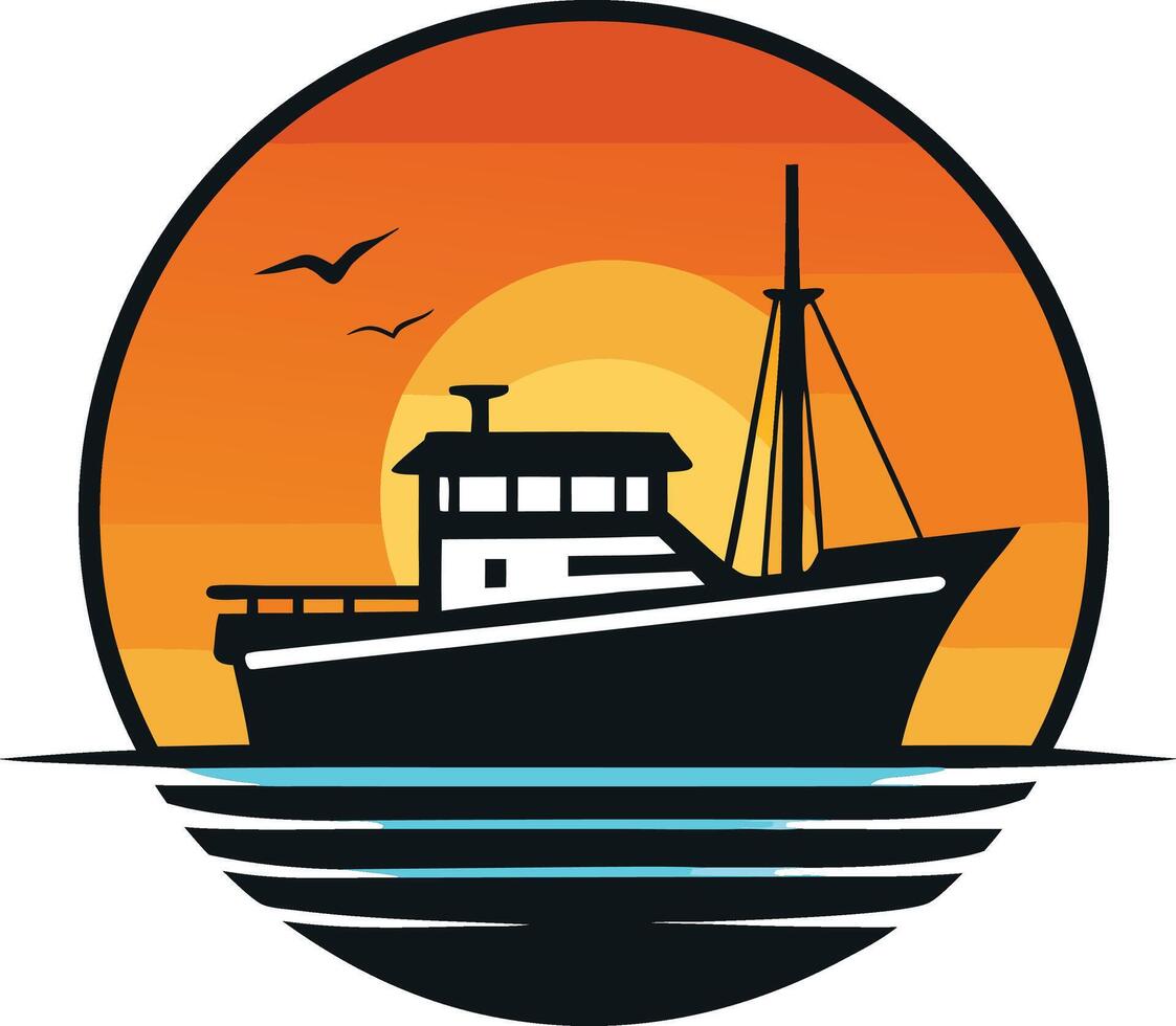 ship in the sea logo , icon, element, and template vector