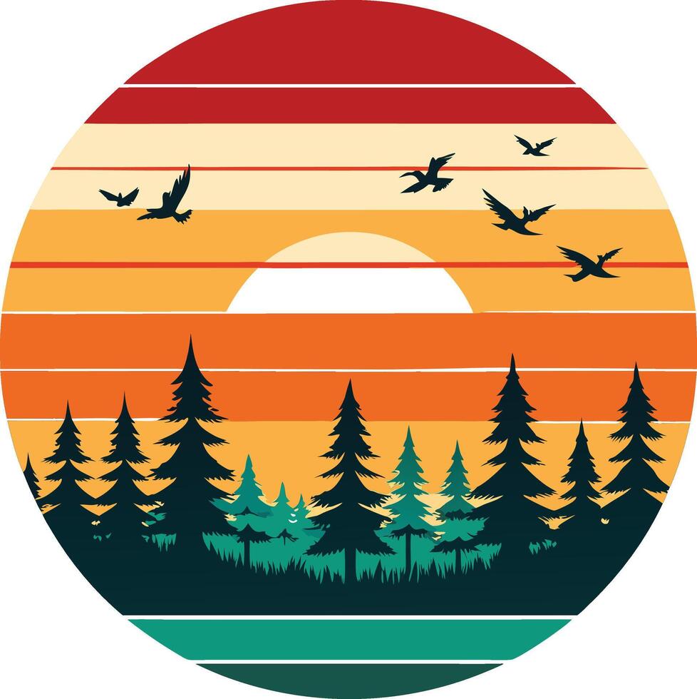 landscape with trees logo , icon, element, and template vector
