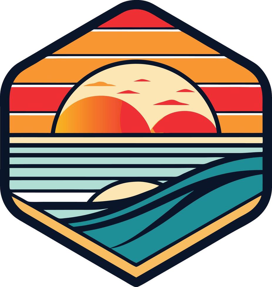 Sun and sea logo , icon, element, and template vector