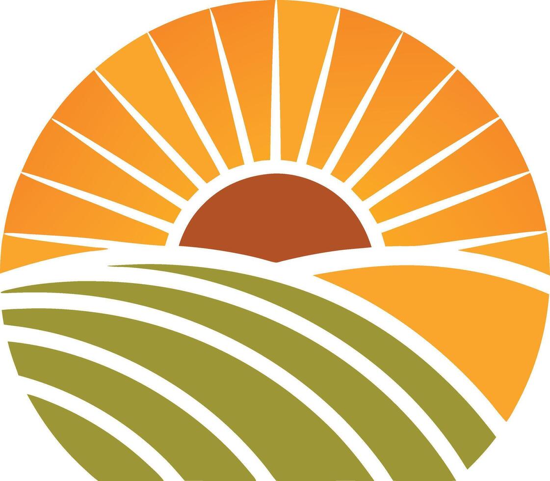 landscape with sun logo , icon, element, and template vector