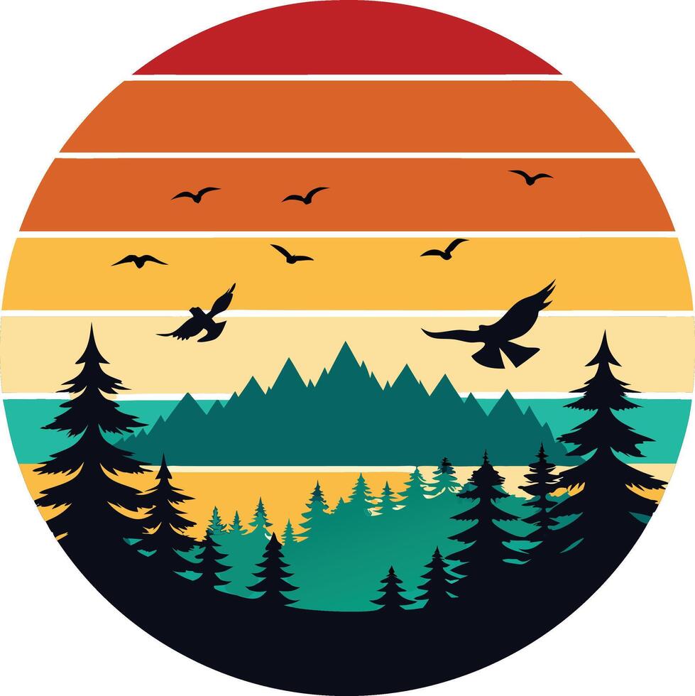 landscape with trees and mountains logo , icon, element, and template vector