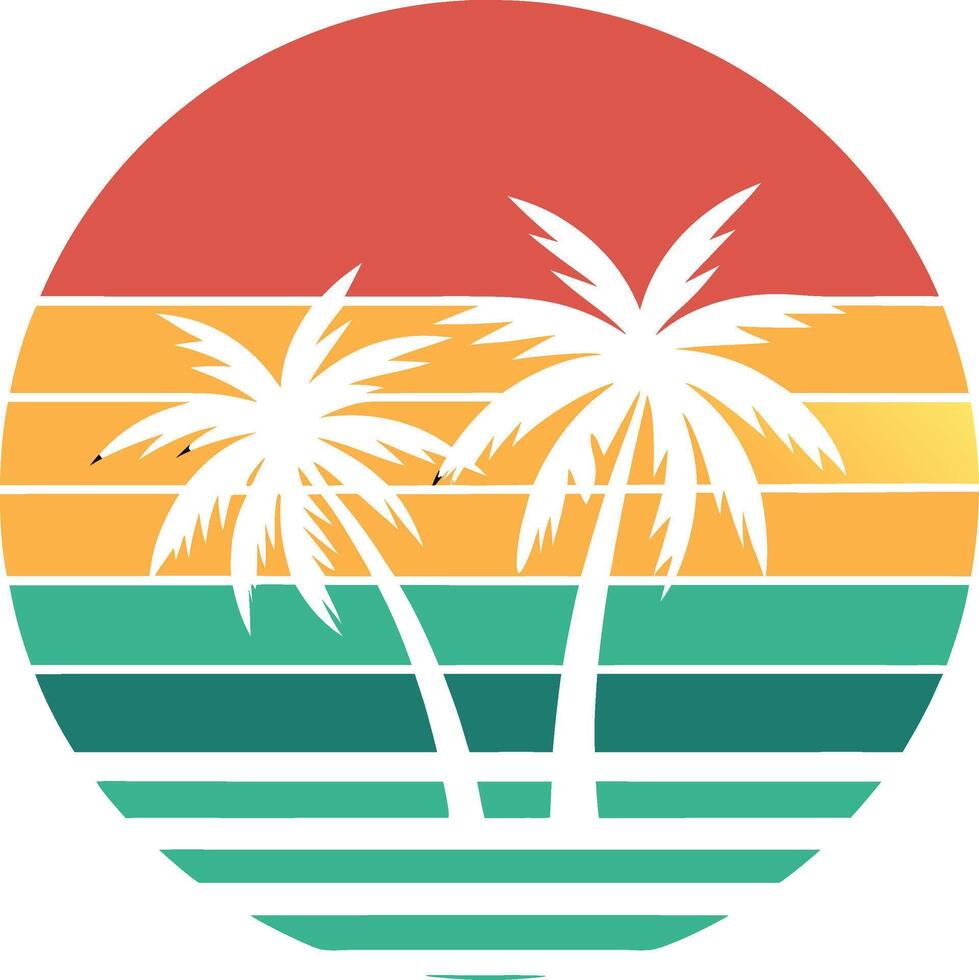 tropical island with palm trees logo , icon, element, and template vector