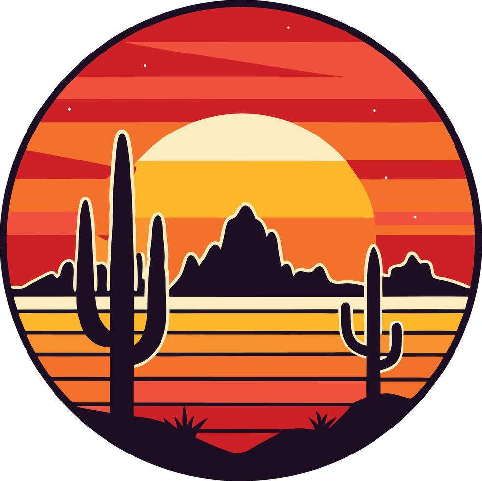 sunset over the desert logo , icon, element, and template vector