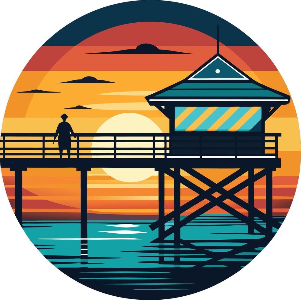 house on the beach logo , icon, element, and template vector