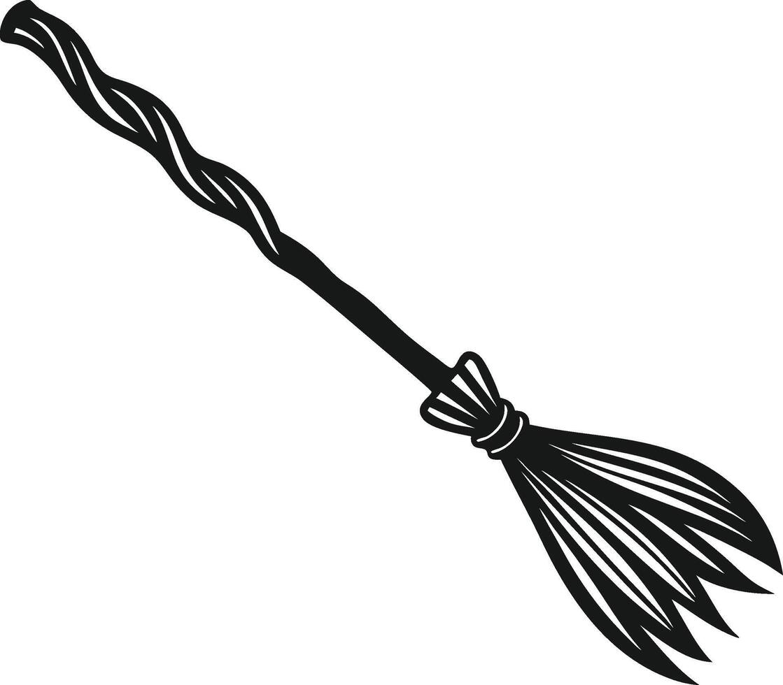 broom with a wooden handle and a long handle vector