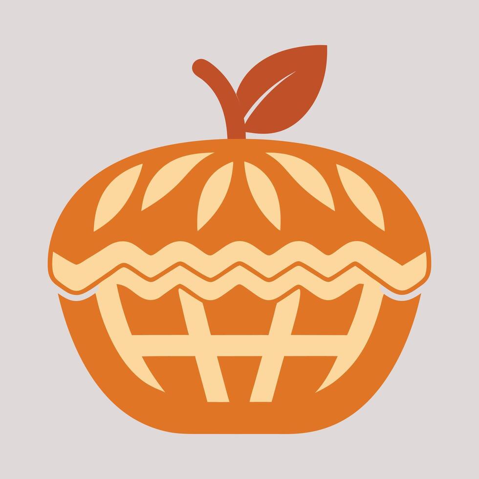 Thanksgiving graphic with a pumpkin pie and cheerful fall decorations vector