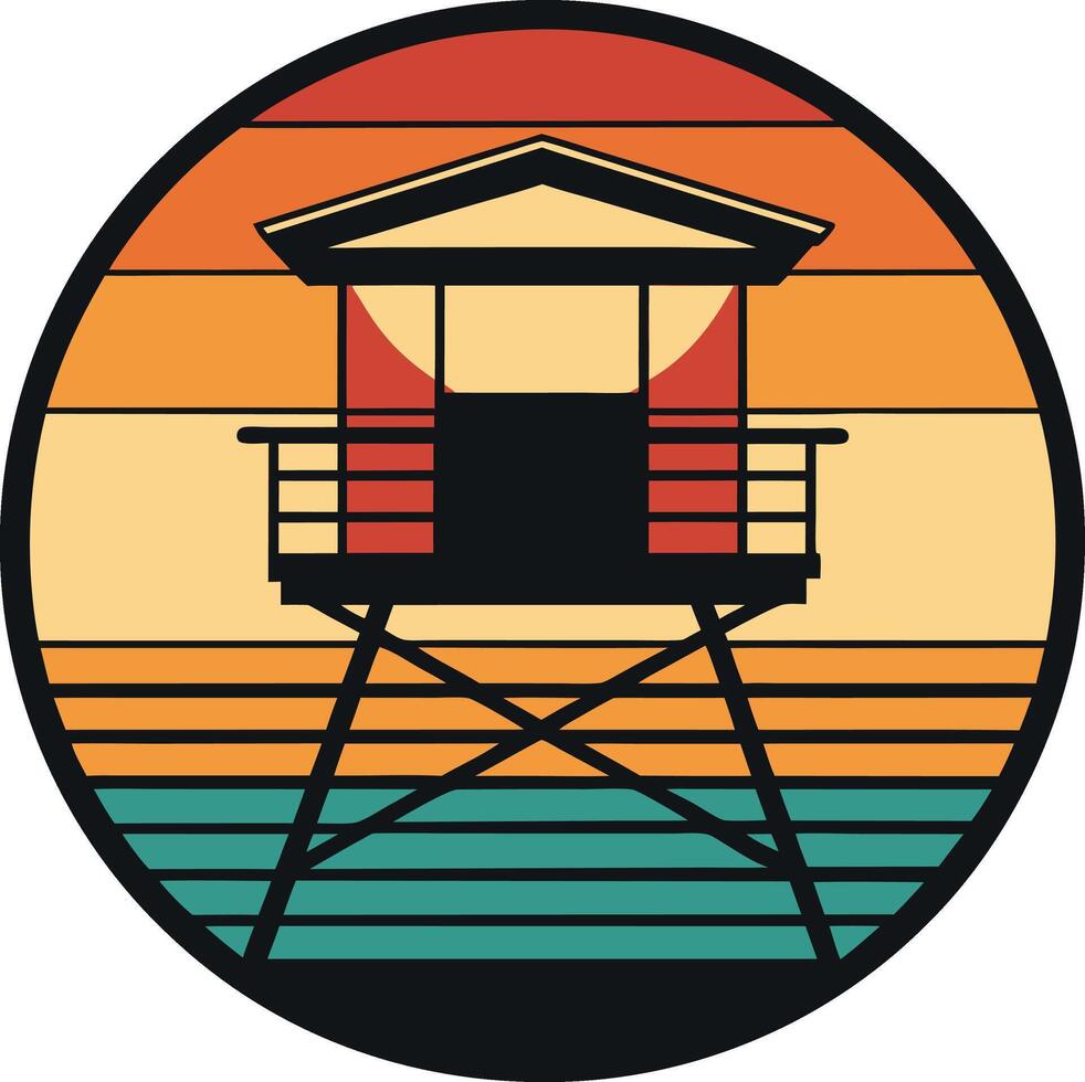 illustration of a house with a roof Tshirt Sticker of a retro inspired design vector