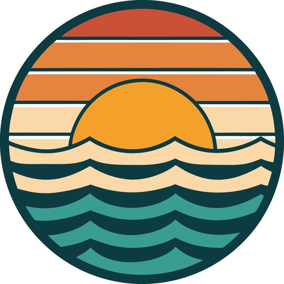 illustration of a fish vintage logo in the circle detailed design vector