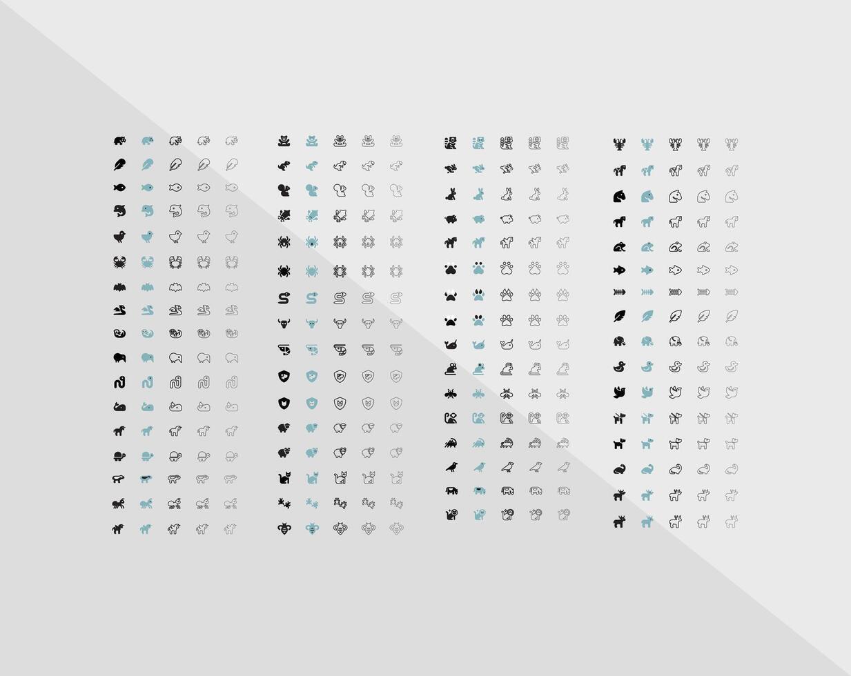 65 Animals Icons in 5 different variations for web applications and print templates vector