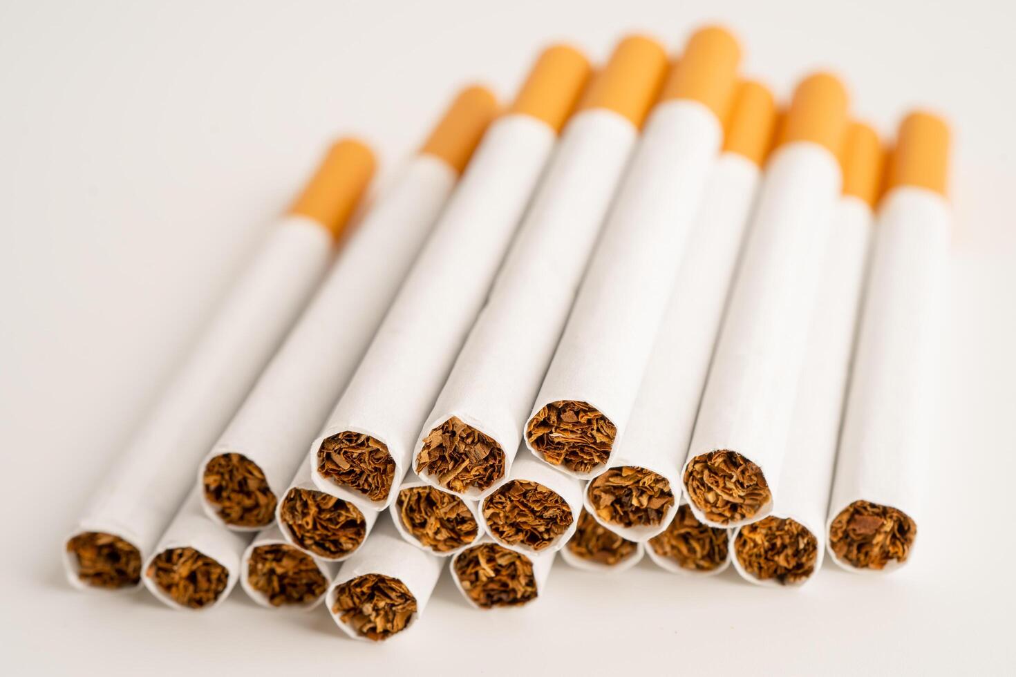 Cigarette on US dollar banknotes, cost, trading, marketing and production, No smoking, import export concept. photo