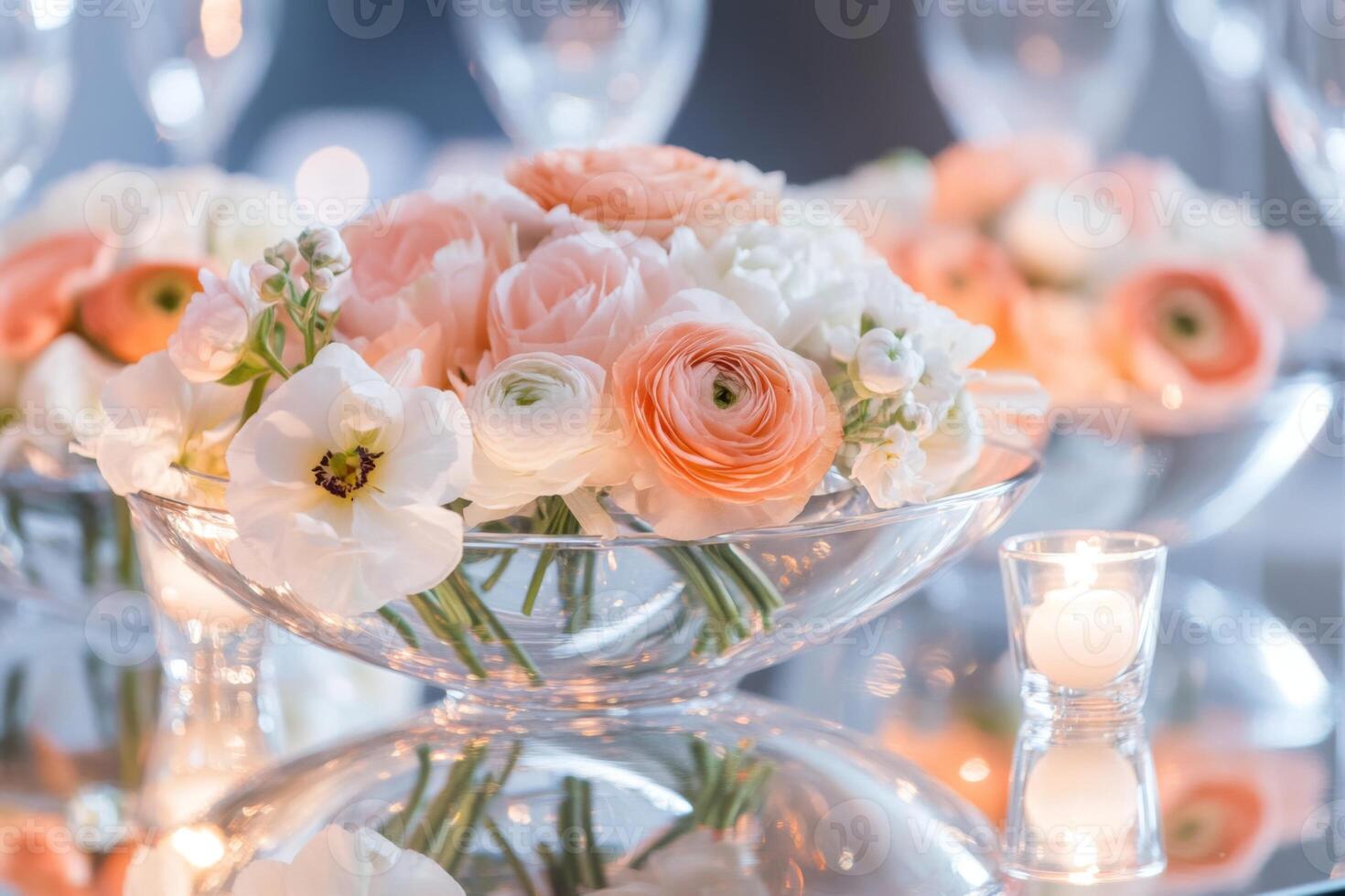 Glamorous floral centerpiece with soft blooms photo