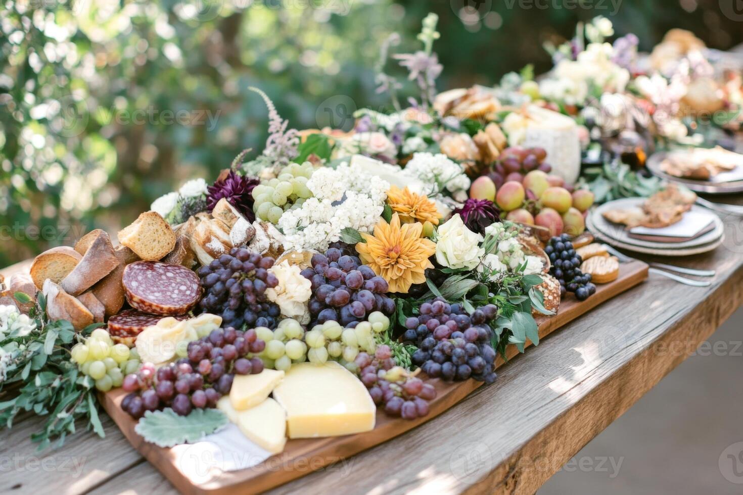 Giant outdoor cheese board for a sunny gathering photo