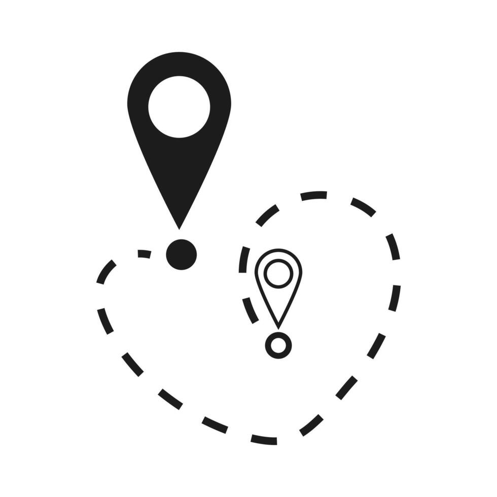 Route location icon two pin sign and dotted line vector