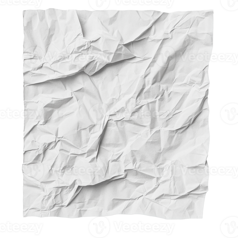 Crumpled white paper with textured folds and creases illuminated softly in natural light png