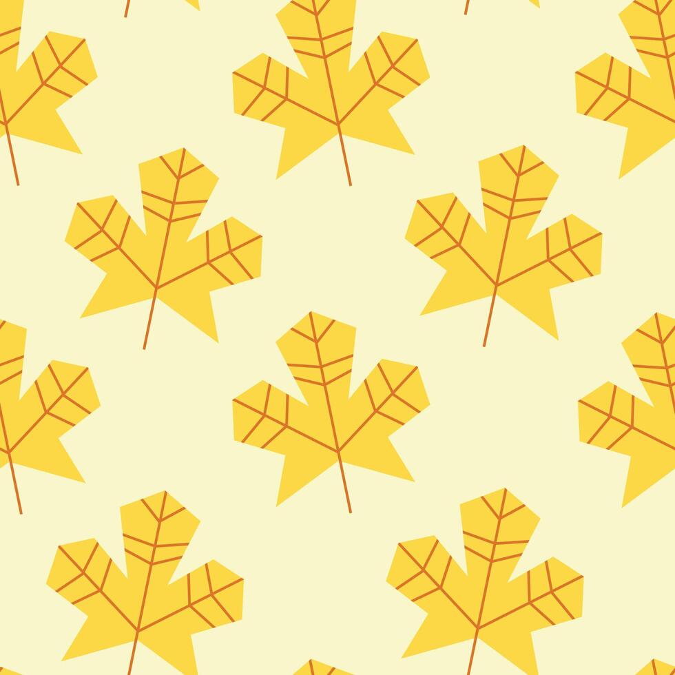 Light yellow autumn maple leaves seamless pattern background vector