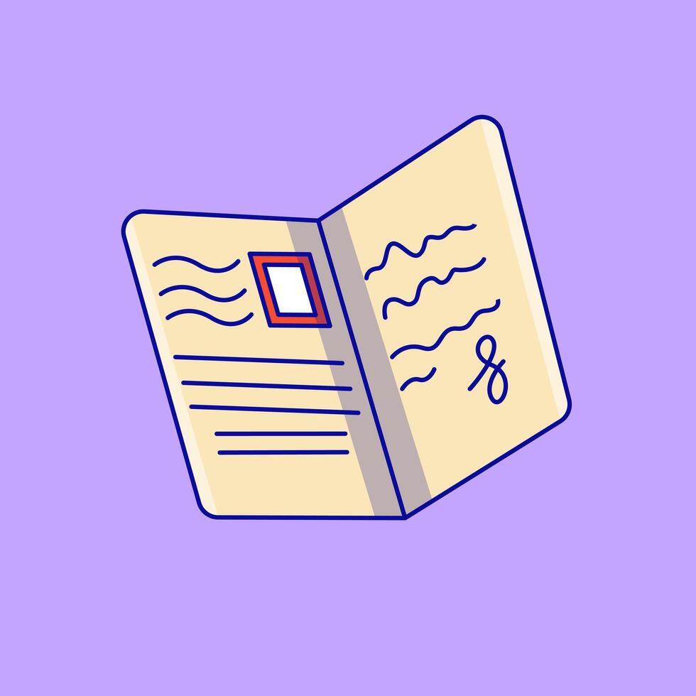 Postcard Invitation Cartoon Icon Illustration. Visual Identity Hand Written Booklet Cartoon Icon Illustration. Flat Cartoon Style vector