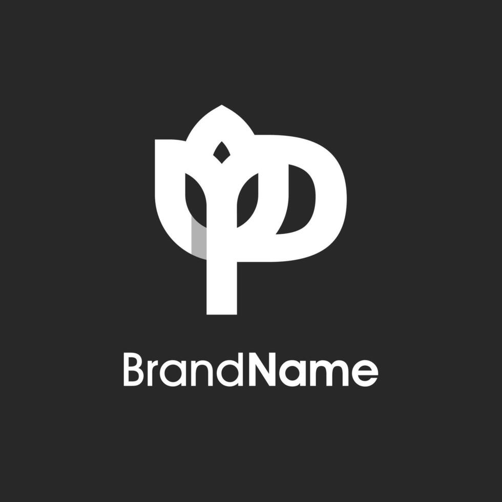 Stylish Initial P Tulip Flower Logo vector
