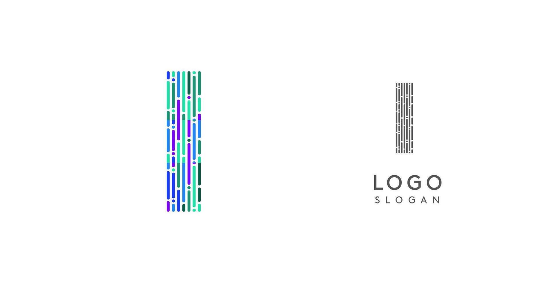 Colorful abstract letter I logo design with futuristic circuit pattern. Ideal for tech companies, digital media, software, apps, networking, branding. illustration. vector